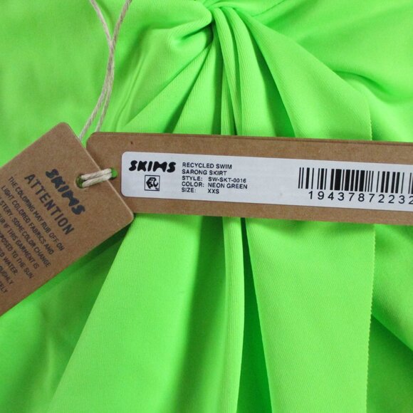 SKIMS Recycled Swim Sarong Skirt Womens 2XS XXS Neon Green Beach Bright Colorful - Picture 5 of 6